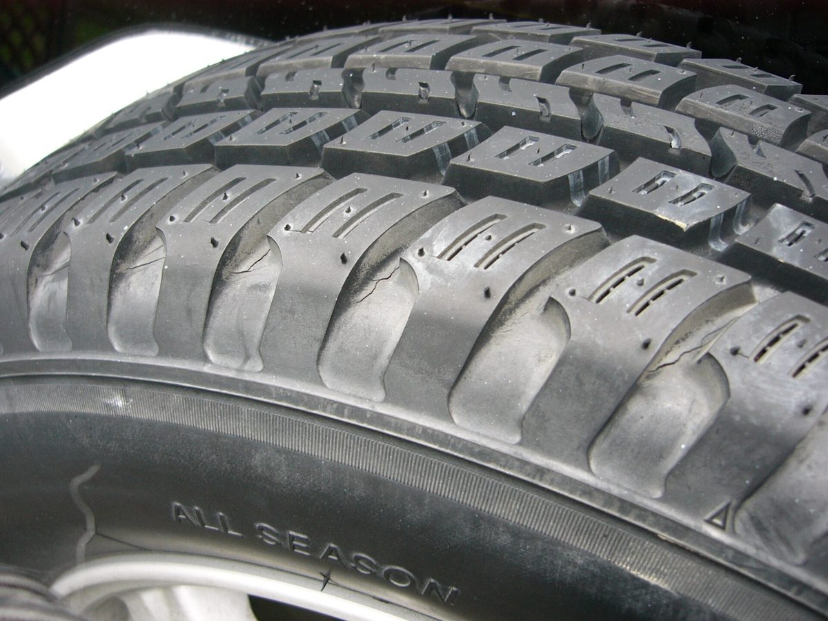 Close-up of a tyre's tread